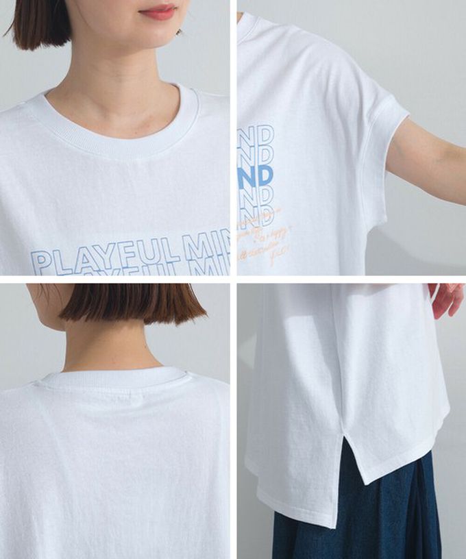 日本 Lupilien - 16OE天竺棉 法式英文標語短袖上衣-黑