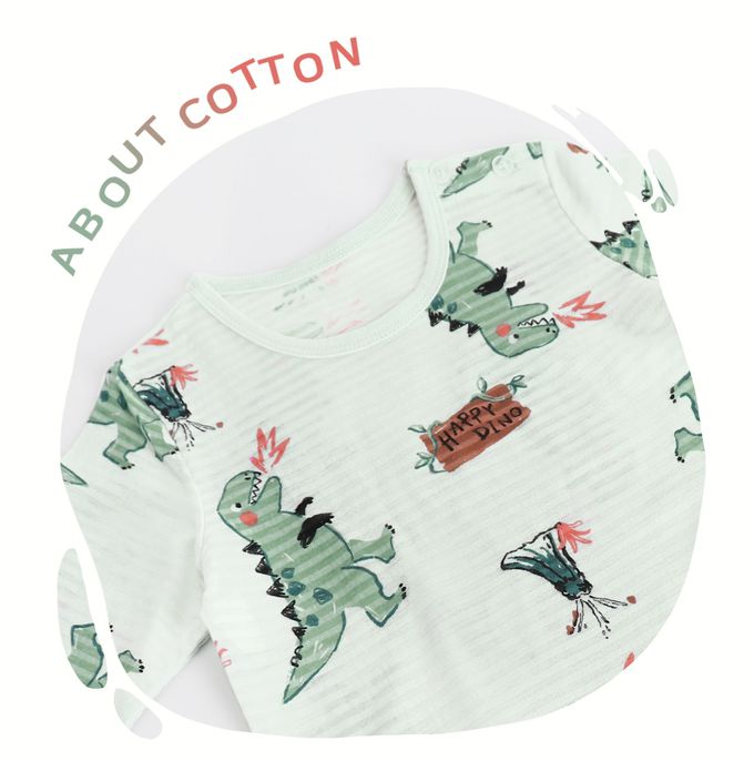 韓國 Mellisse - 韓製輕薄透氣7分袖家居服(無螢光棉)-噴火恐龍