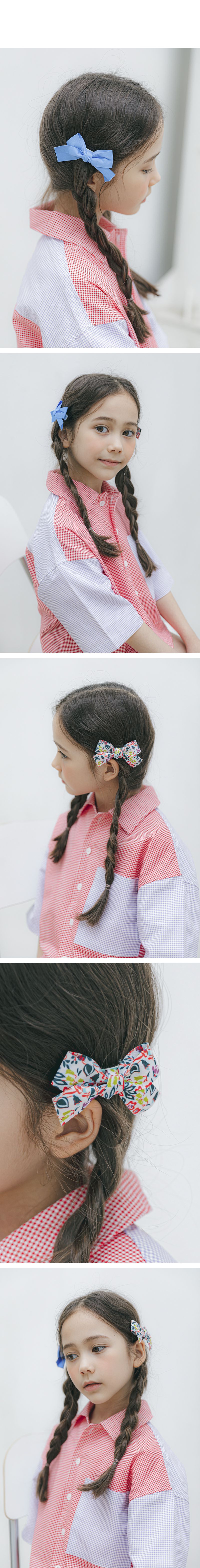 韓國 Bimbo Bimba - 髮夾2入組-蝴蝶結-紫