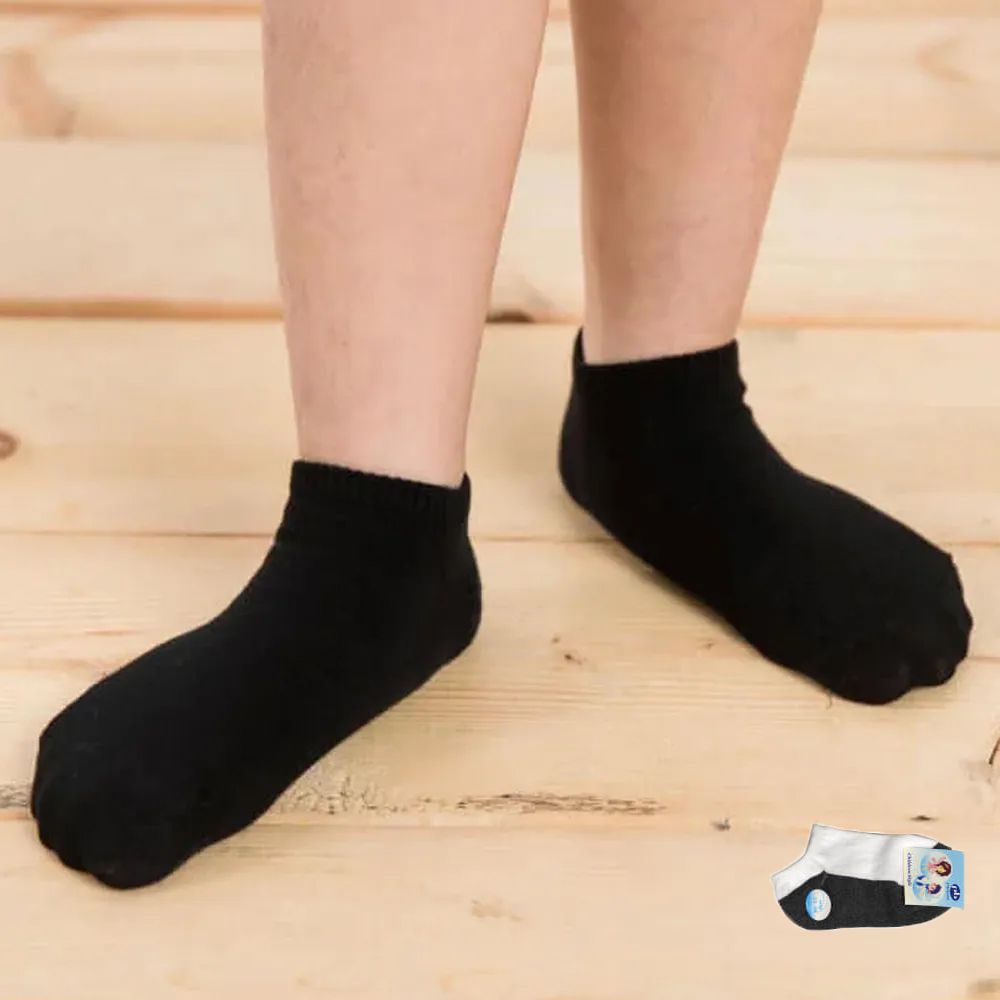 貝柔 Peilou - 兒童精梳棉細針學生襪(6雙組)-船型襪-白灰色