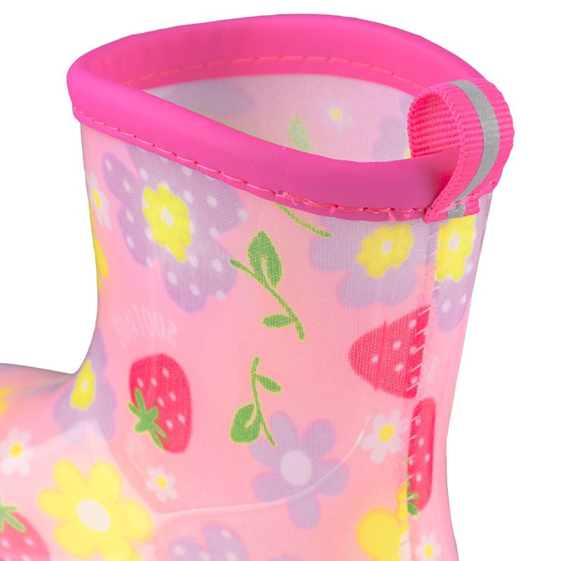 akachan honpo - 雨鞋-草莓花朵-粉紅色