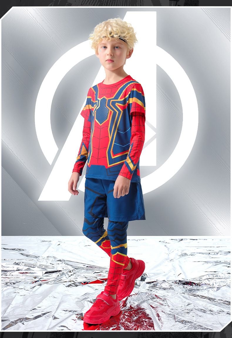 運動風造型套裝/萬聖節-卡通人物美國隊長(送軟面具)-藍色