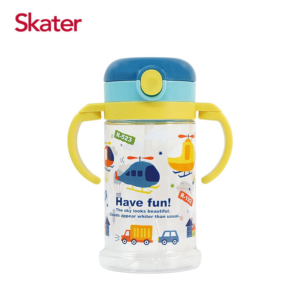 日本 SKATER - 寬底吸管杯(370ml)-直升機