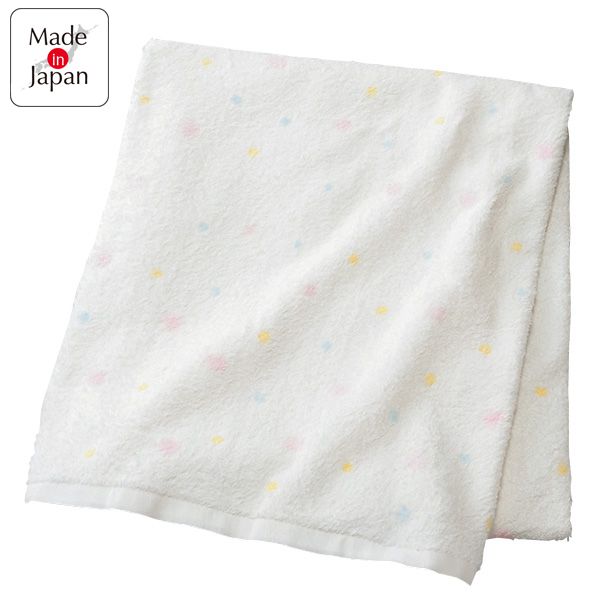 akachan honpo - 軟綿綿浴巾 正方形-點點-米白色