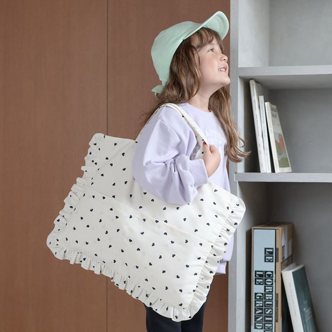 日本 Lycee mine - 防潑水 荷葉邊大容量上學包-素面-水藍 (33x43cm)