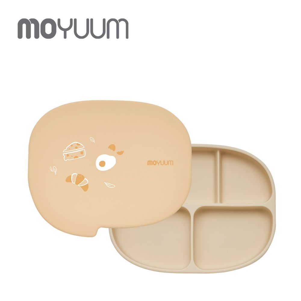 韓國 Moyuum - 白金矽膠吸盤式餐盤盒 對話框系列-起司歐姆蛋