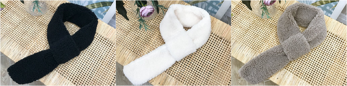 韓國 MAY - 羔羊絨毛穿洞式圍巾-芥黃