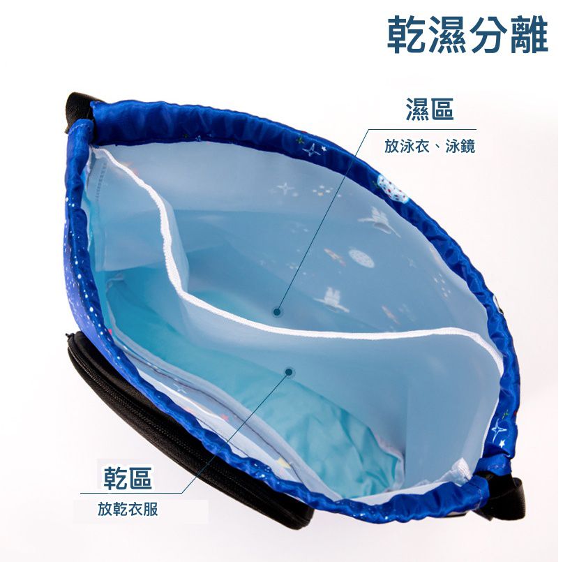 乾濕分離兒童游泳包-大鯊魚-淺藍色 (37x34x8cm)