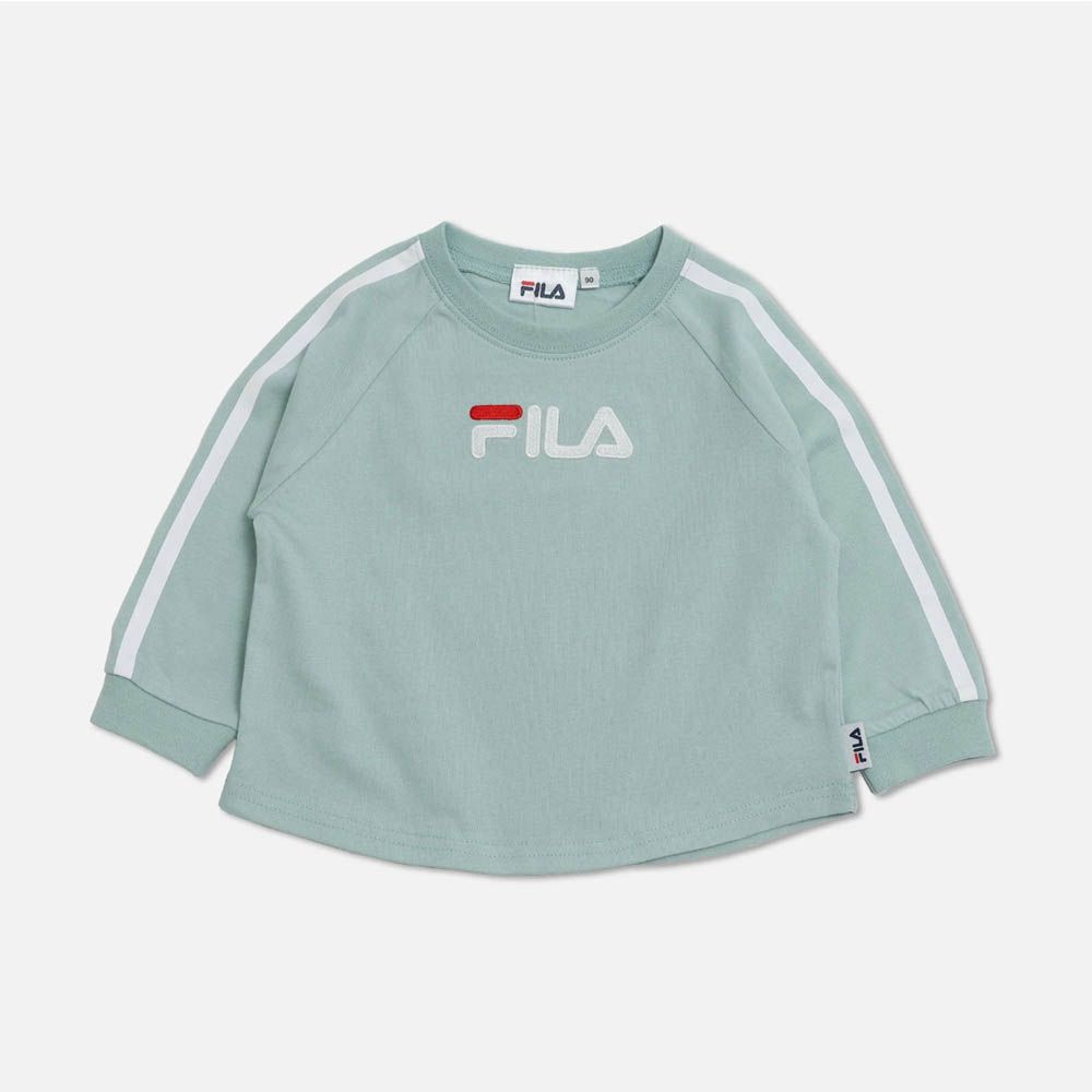 FILA聯名 品牌刺繡長袖上衣-袖子線條-薄荷綠