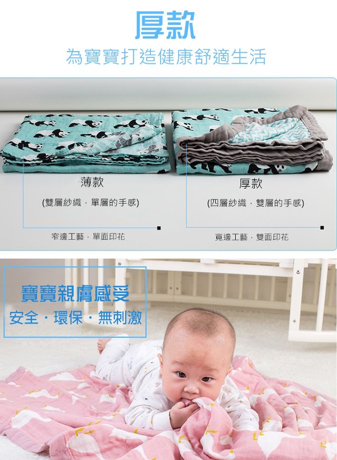 Muslin Tree - 厚款-印花四層嬰兒紗布包巾/蓋被-兔子 (120*120cm)