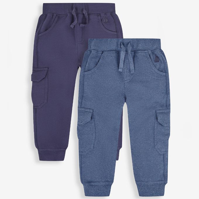 英國 JoJo Maman BeBe - 幼/兒童超優質100%純棉 2 入組工裝褲-寶藍