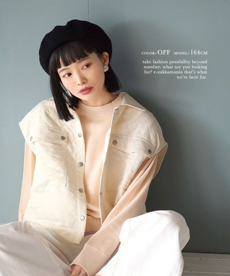 日本 zootie - 絎縫率性多口袋穿搭背心-米白