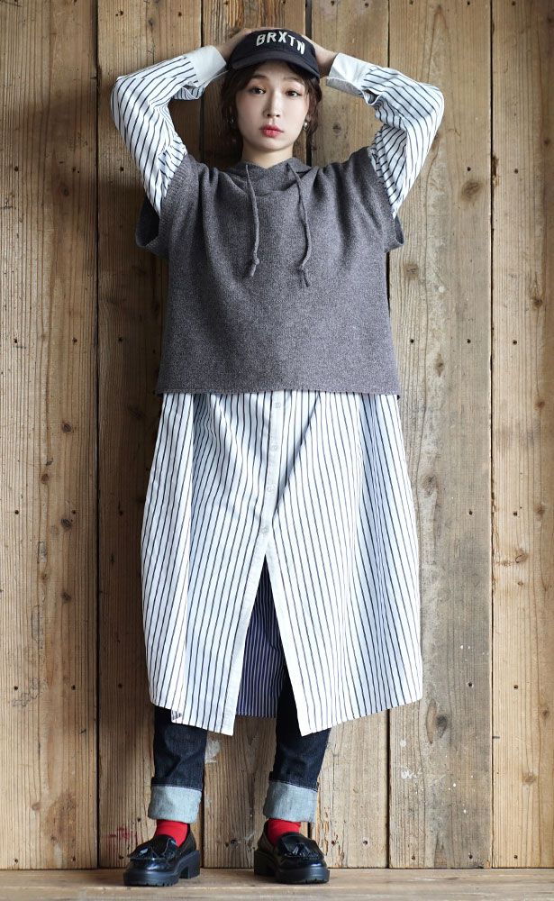 日本 zootie - 多層次穿搭 連帽針織短袖背心-摩卡 (M)