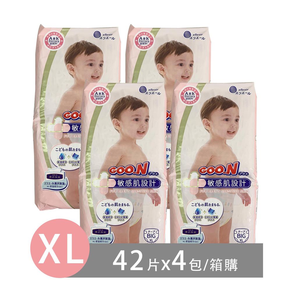 敏感肌黏貼尿布-XL(12~20kg）-42片x4包 (日本原廠公司貨 平行輸入)