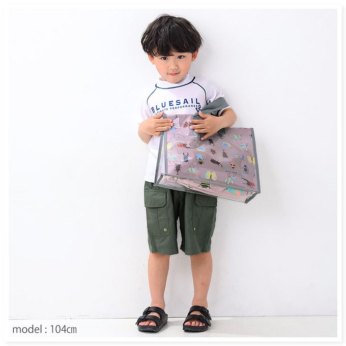 日本 ZOOLAND - 防水PVC手提袋/游泳包-粉彩昆蟲-橘棕 (25x34cm)