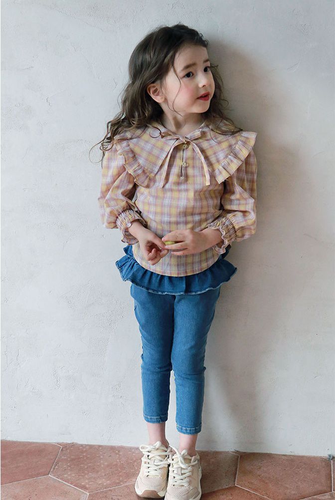 韓國 PuellaFLO - 蝴蝶結蛋糕裙長褲-深藍