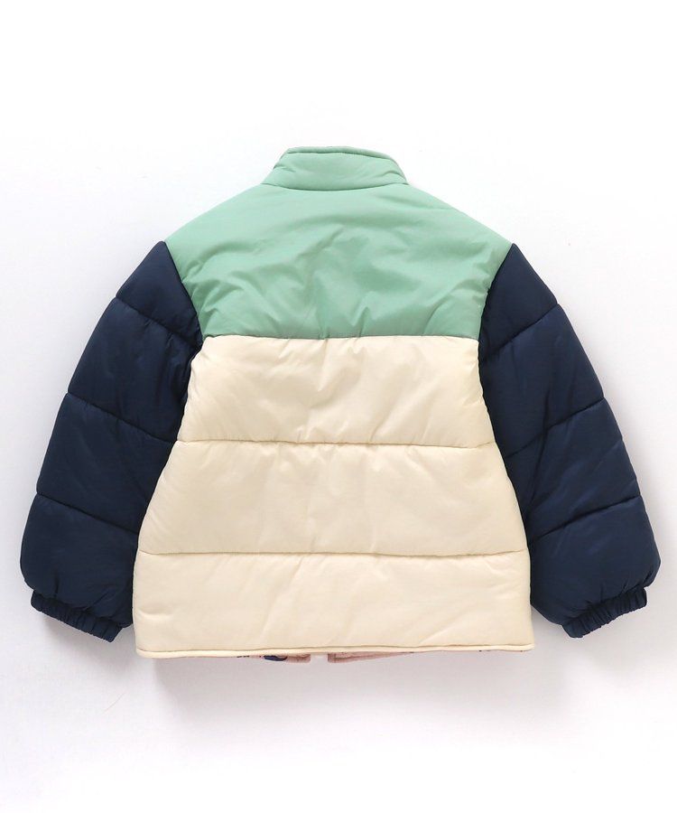 日本 apres les cours - 珍珠光澤正反2WAY鋪棉外套(可機洗)-彩色幾何-橘棕