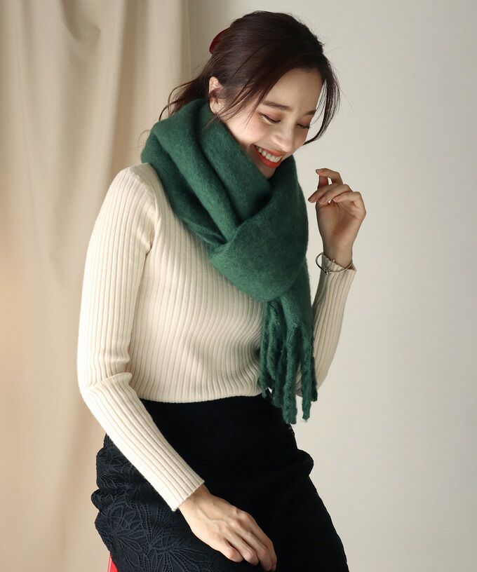 日本 BLUE EAST - 舒適保暖流蘇圍巾-素色-摩卡 (43x211)