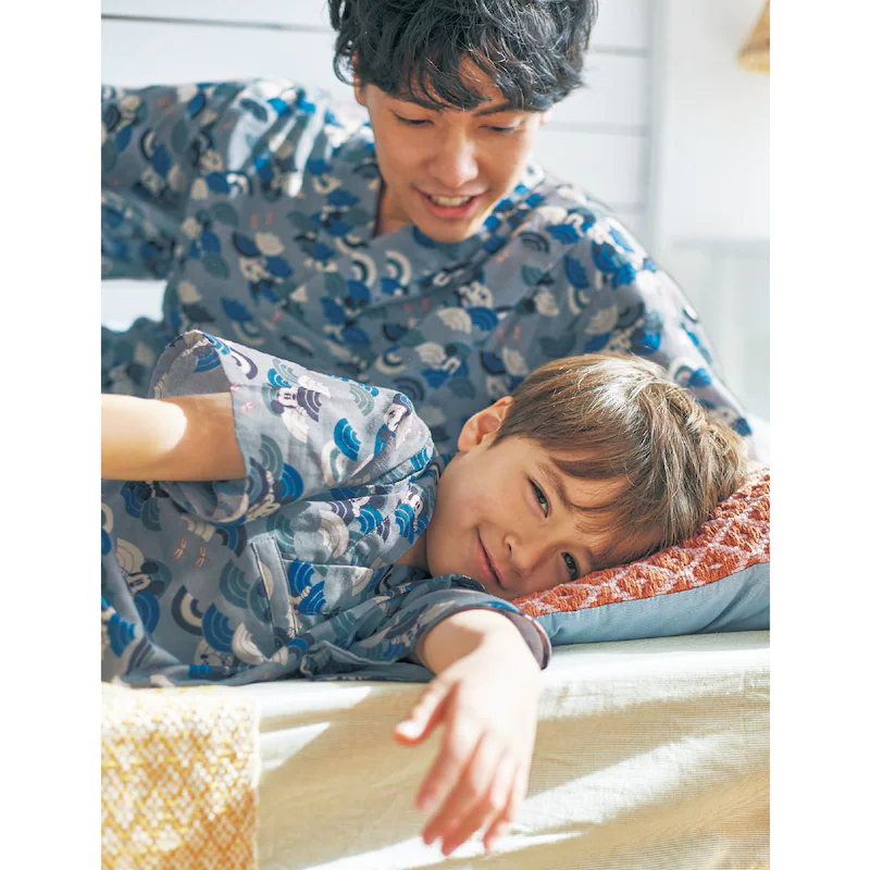 日本千趣會 - 迪士尼純棉甚平/家居服-(小孩)米奇花火-深藍