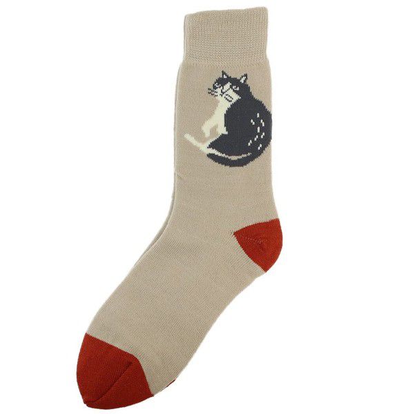 日本 friendshill - 絲綢混紡歐風印花保暖長襪-花朵秘境-米杏 (23-25cm)