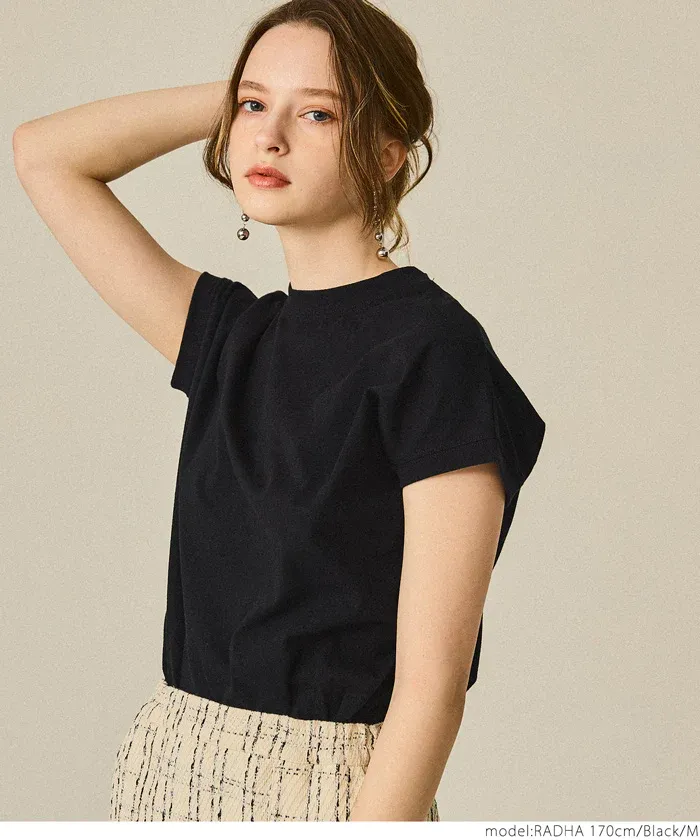 日本 COCA - 100%美國棉 厚磅短袖上衣-立領-黑