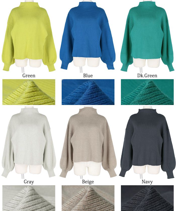 日本 COCA - 細坑紋立領寬鬆落肩針織毛衣-淺灰