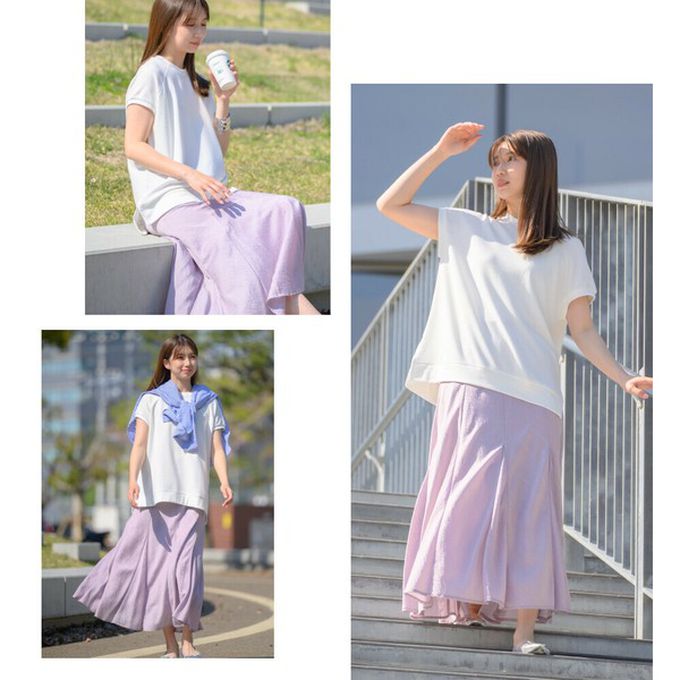 日本 OMNES - 接觸冷感 側開叉休閒短袖上衣-淺黃