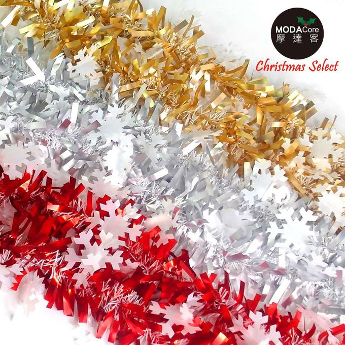 MODACore 摩達客 - 摩達客耶誕-2米長*5吋大雪花霧光寬窄金蔥彩條(3條一組-顏色隨機出貨)可掛聖誕樹/門窗邊/牆沿/派對裝扮用