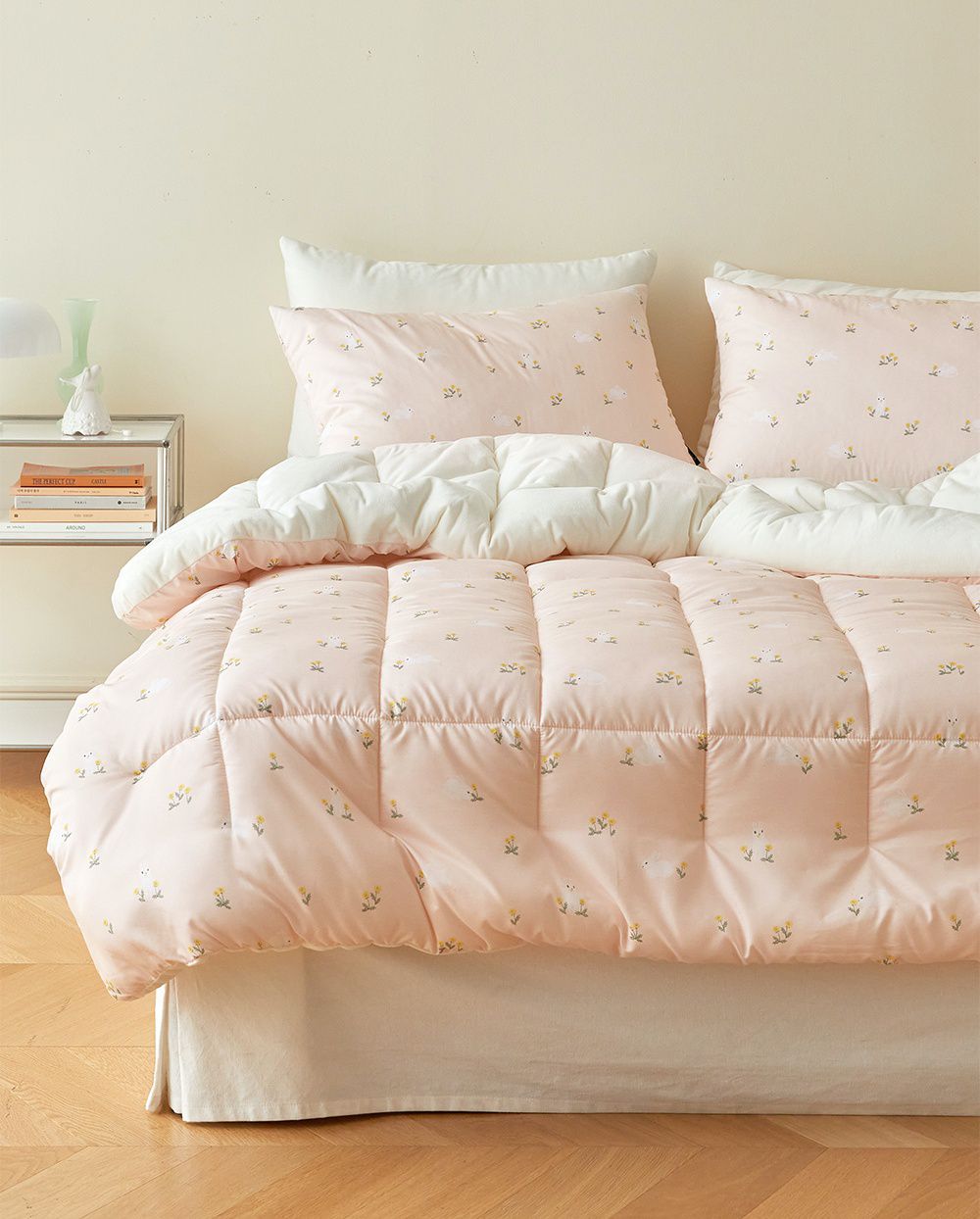 韓國 Maatila - 可水洗超細纖維桃皮感棉被(冬被)-粉紅小兔