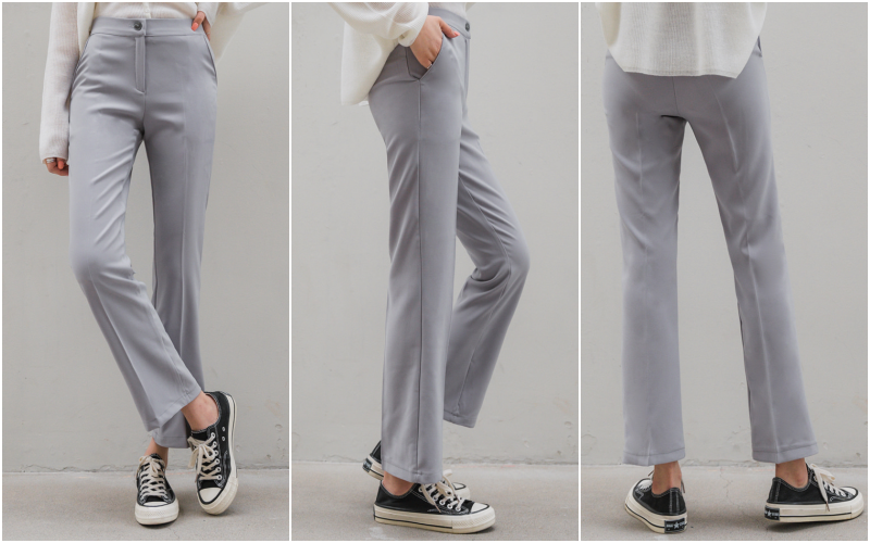 韓國 ENVYLOOK - 打褶修身西裝褲-黑