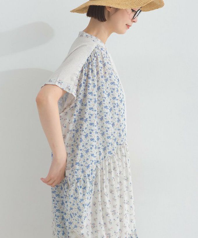 日本 Lupilien - 純棉巴里紗花朵拼布襯衫式洋裝-黃