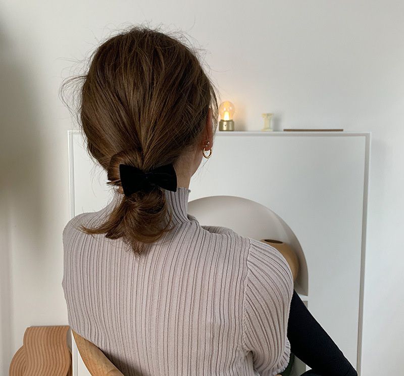 復古風黑絲絨蝴蝶結髮圈