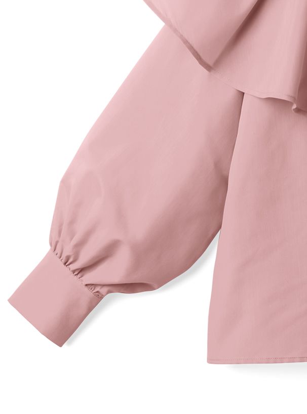 日本 GRL - 甜美翻領燈籠袖襯衫-天使白