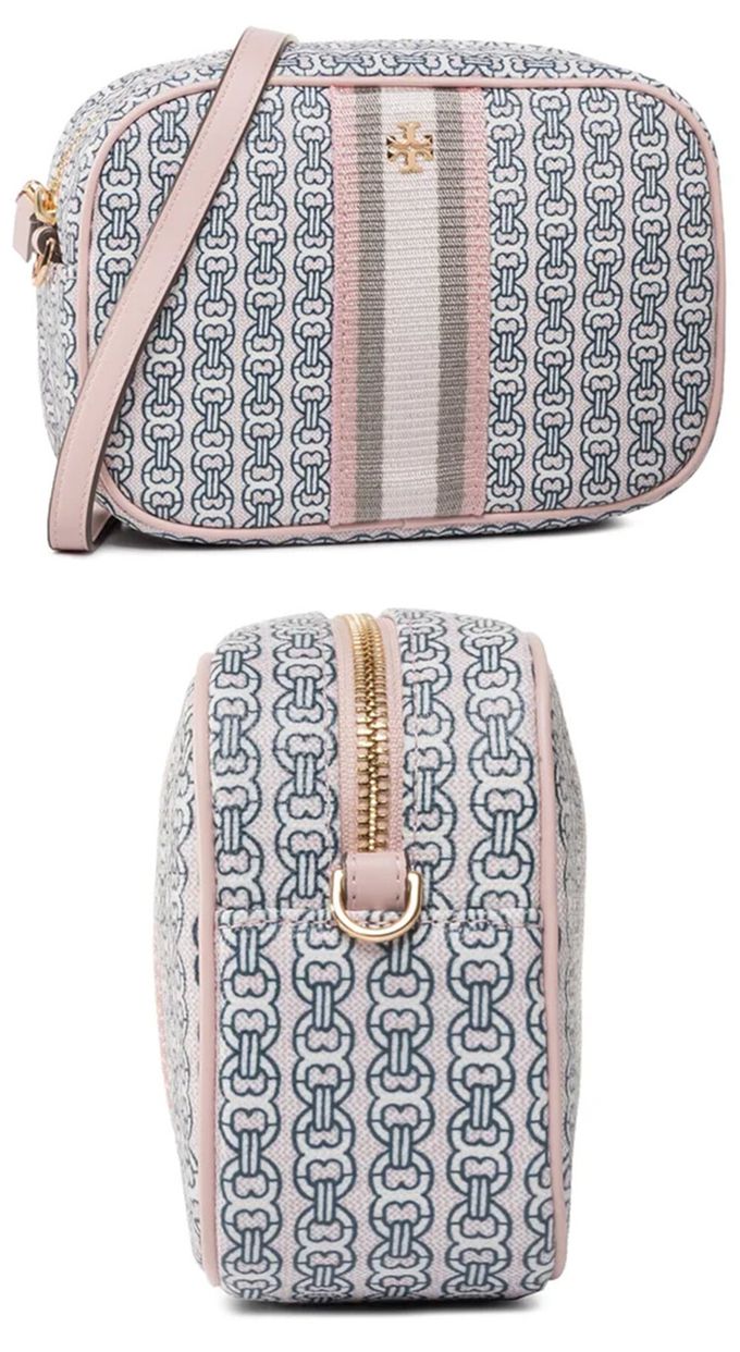 TORY BURCH - 印花尼龍斜背包 (粉)