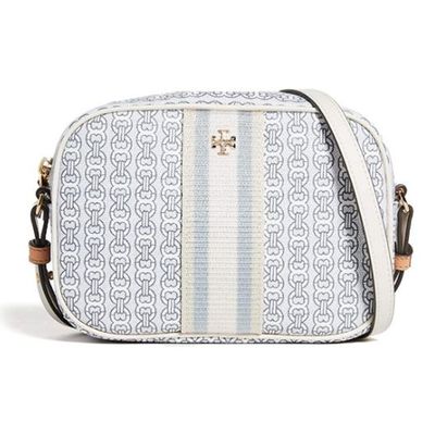 TORY BURCH - 復古印花尼龍斜背包 (淺藍色)