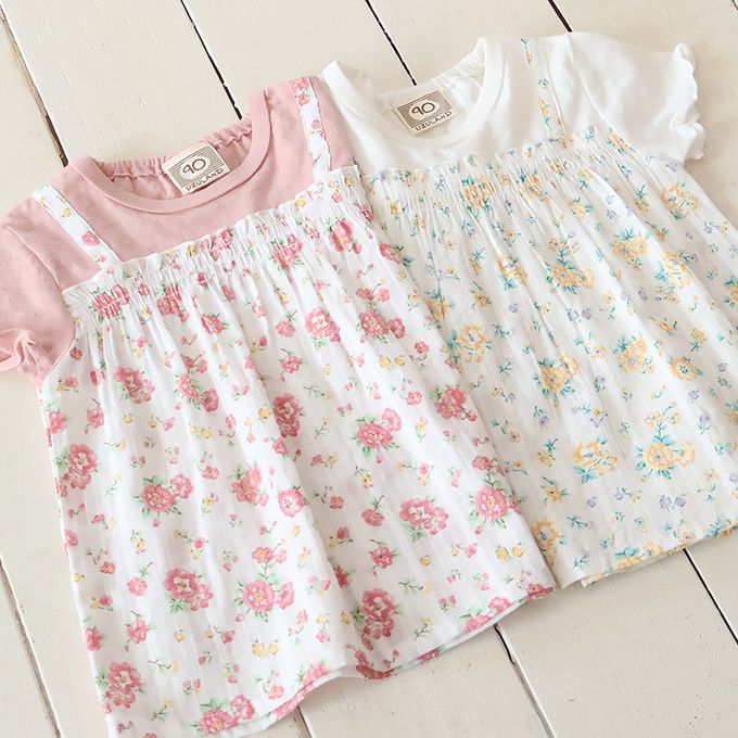 日本 ZOOLAND - 浪漫歐風緹花短袖上衣-滿版小花-鵝黃