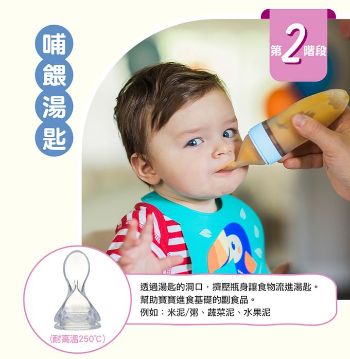 Nuby - 直立式矽膠餵食器2階段組-藍