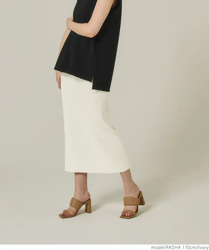 日本 COCA - 四季百搭彈性修身長裙-煙燻粉