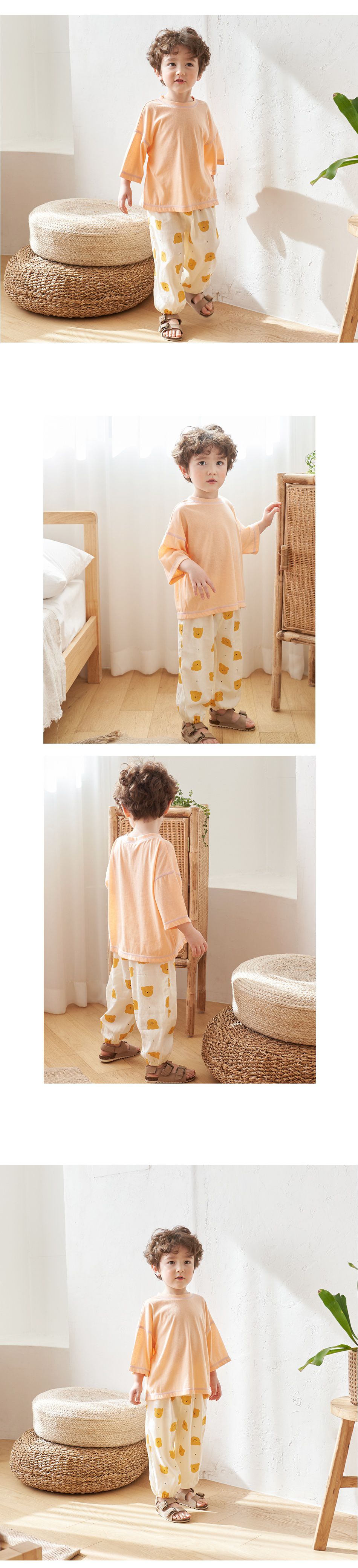 韓國 Bebezoo - 透氣純棉縮褲管防蚊褲-熊熊白