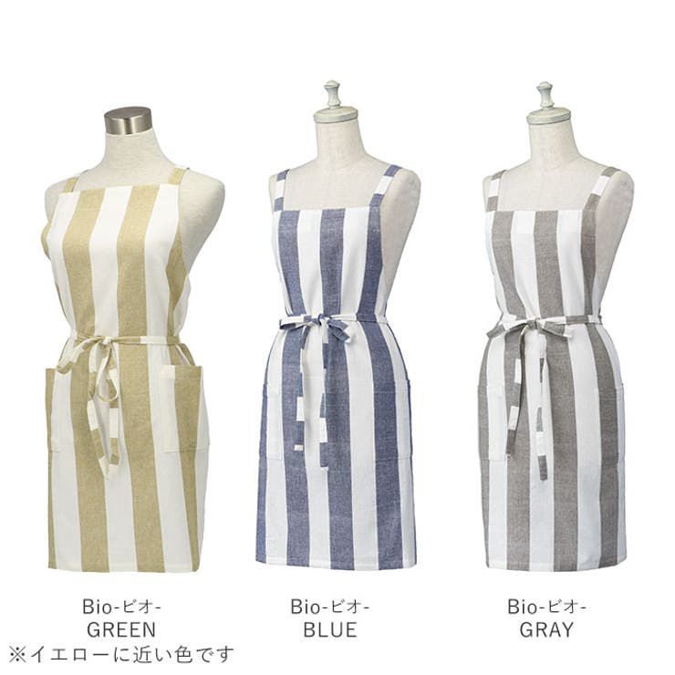 日本代購 - 印度棉大人料理圍裙(雙口袋)-粗直條紋-藍白