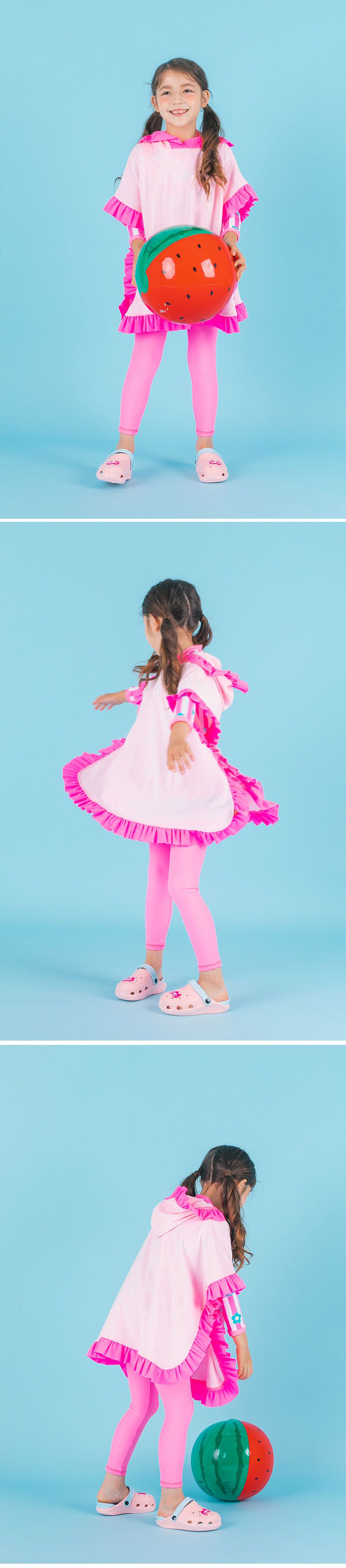 韓國 OZKIZ - 抗UV防曬兒童泳裝-三件組-條紋花