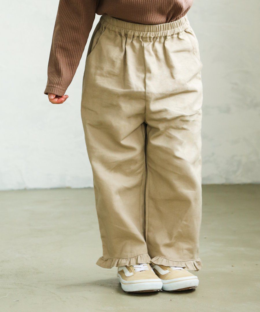 日本 PAIRMANON - 荷葉造型寬褲-深咖啡