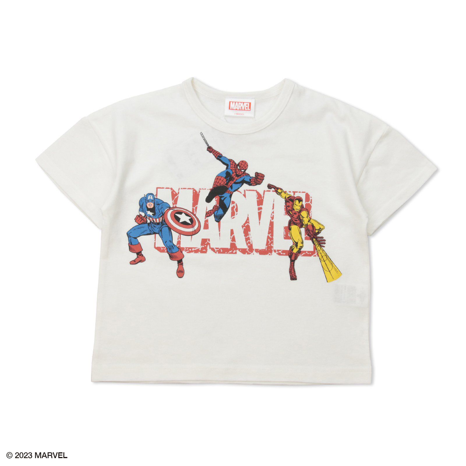 日本 Chil2 - 漫威聯名 印花短袖上衣-前Logo後角色-黑