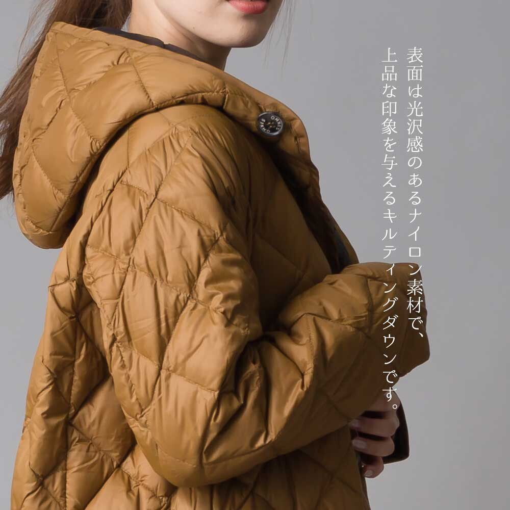 日本 OMNES - 超輕量保暖羽絨長版連帽外套-杏