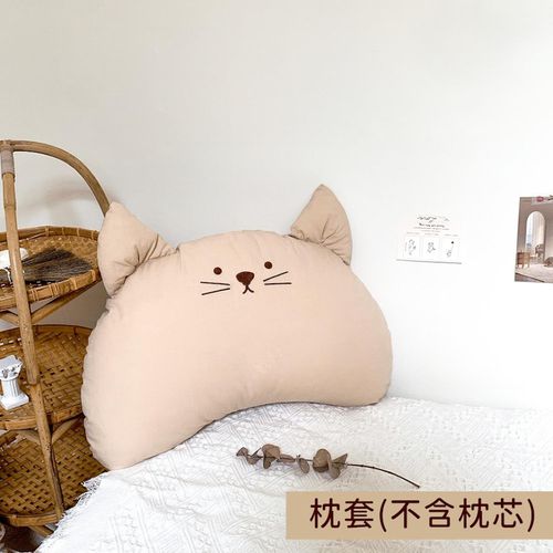 韓國 Hello HiZoo - 手工製動物造型純棉柔感兒童枕套-Hi Cat-天然米色 (50x30cm)