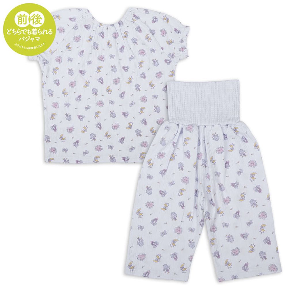 短袖家居服 穿衣練習-套頭式 蝴蝶結-淺藍色