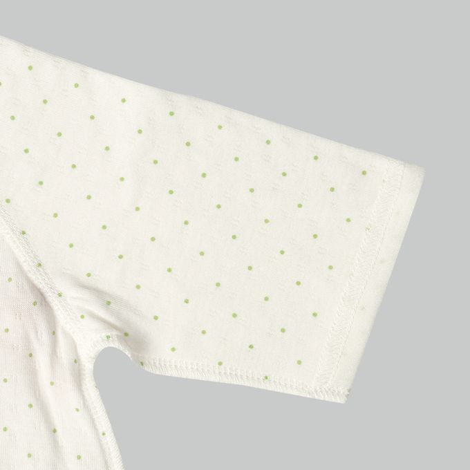 akachan honpo - 長袖新生兒內衣4件組蓬鬆棉質-按扣款-淺綠色 (50~60cm)