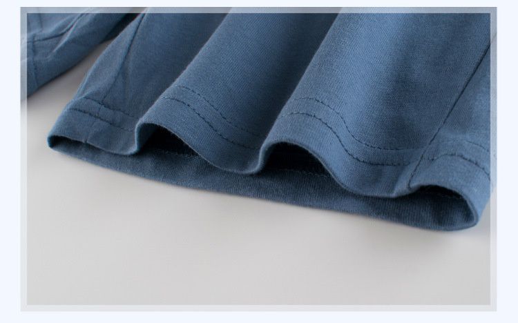 純棉假兩件休閒短袖套裝-微笑-海軍藍