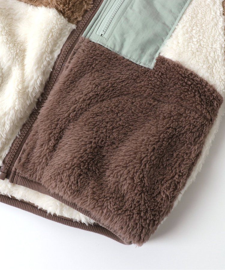 日本 apres les cours - 蓬鬆拼接風多彩絨毛外套-摩卡系