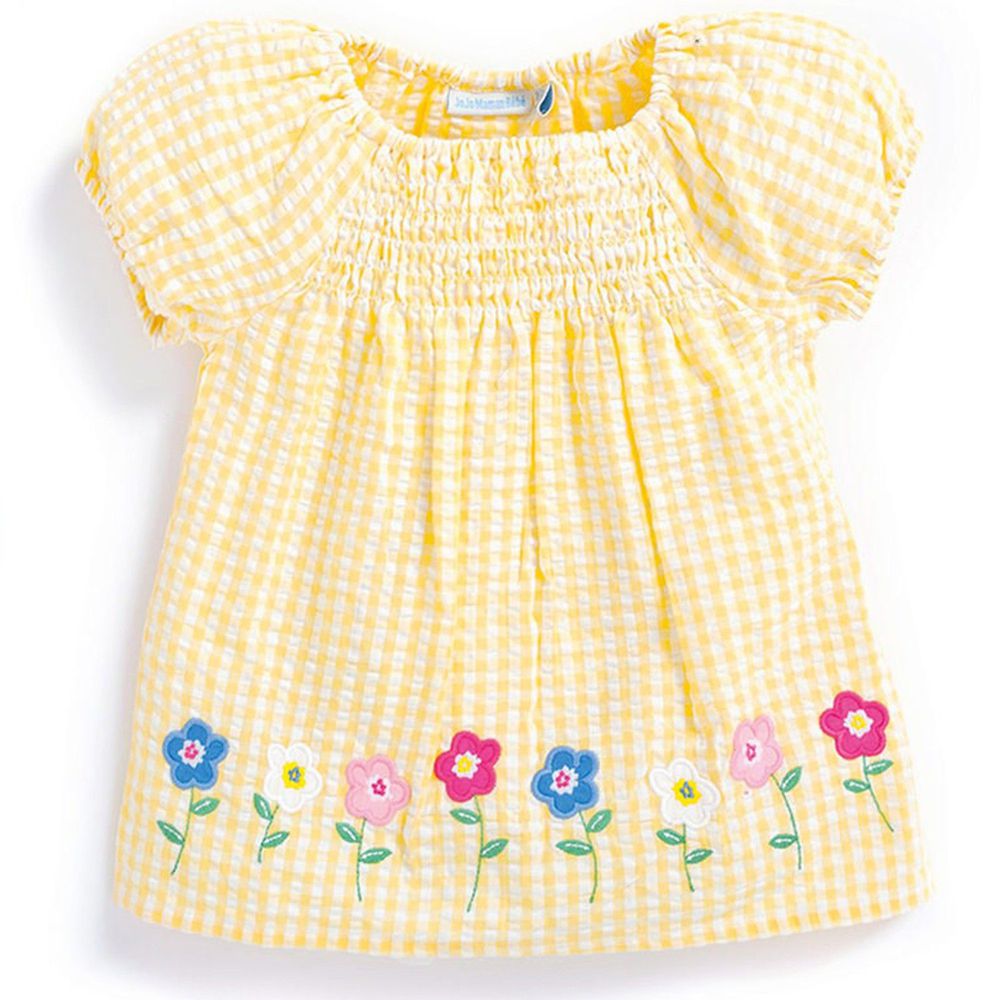 英國 JoJo Maman BeBe - 嬰幼兒短袖純棉上衣單入組-格子花朵
